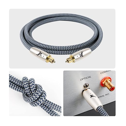 Digital Fiber Optic Audio Cable for Sound Bar Toslink Cord Male to Male 24K Gold Plated Connector Optical Audio Cable 6ft 10ft S/PDIF Glass Core, 6.56feet/2M IMP-2201