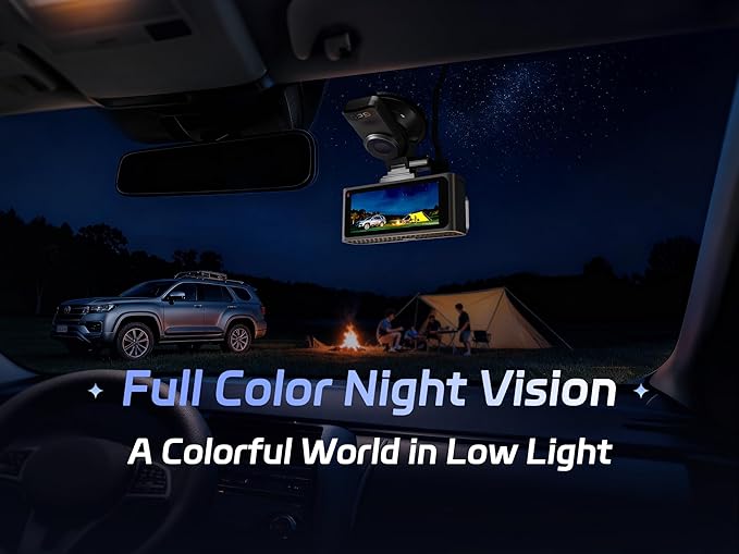 Pelsee 4K Dash Cam Front and Rear, STARVIS 2 Sensor, Dash Camera for Cars with Full-Color Night Vision, 128GB Card, 48H Parking Mode, Voice Control & WiFi, 3.39"Car Dash Camera, HDR ADAS GPS S3 Touch
