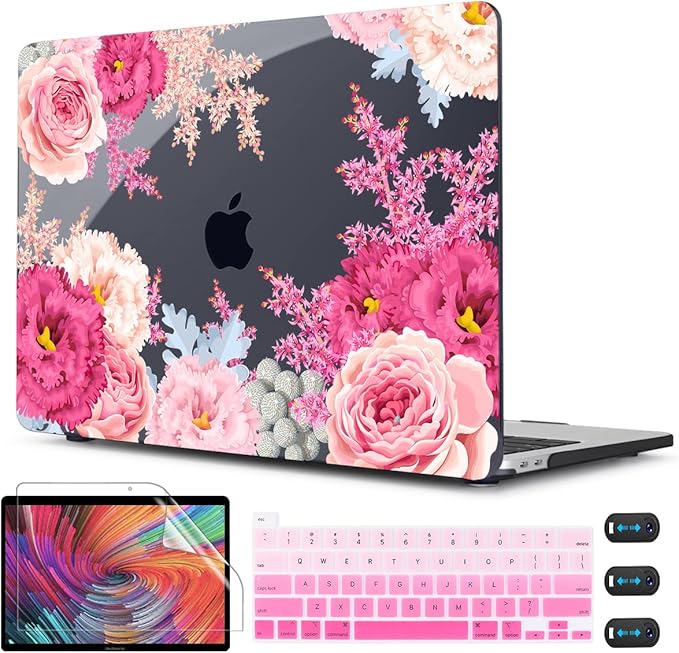 CISSOOK Floral Case Cover for MacBook Pro 13 Inch 2025-2020 Release A2338 A2289 A2251, Plastic Hard Shell Case with Keyboard Cover for MacBook Pro 13 M1 M2, Gorgeous Flowers