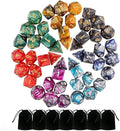 7 Sets (49PCS) Polyhedral Dice Set for Dungeons & Dragons/RPG, Complete D&D/DND Dice Sets (D20, D12, D8, D6, D4 & 2×D10 [0-9 & 00-90]) with 7 Pouches