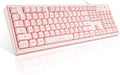 Basaltech Pink Keyboard with 7-Color LED Backlit, 104 Keys Quiet Silent Light Up Keyboards, 19-Key Anti-Ghosting Cheap Gaming Keyboard Mechanical Feeling Waterproof Wired USB for Computer, Mac, Laptop