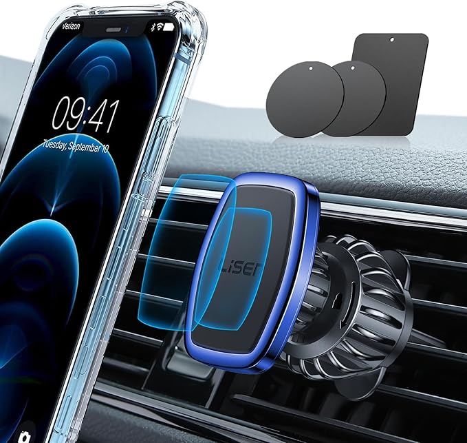 LISEN Magnetic Phone Holder for Car, [Easily Install] Car Phone Holder Mount [6 Strong Magnets] Cell Phone Holder for Car [Case Friendly] iPhone Car Holder Pink 🧲20X Powerful: Pink LV633