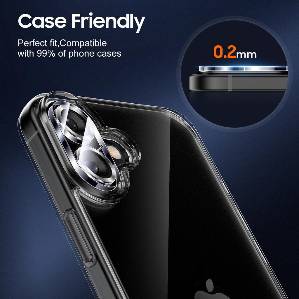 UniqueMe for 3 Pack iPhone 16/16 Plus/17 Camera Lens Protector-Silver