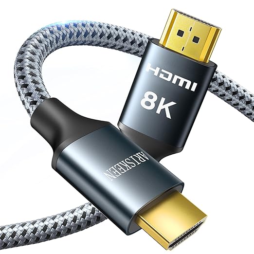 ARISKEEN 8K HDMI Cable 1.5 FT, 48Gbps High Speed HDMI 2.1 Cable, 8K 60Hz, 4K 120Hz 144Hz Braided HDMI Cord - 1.5 Feet
