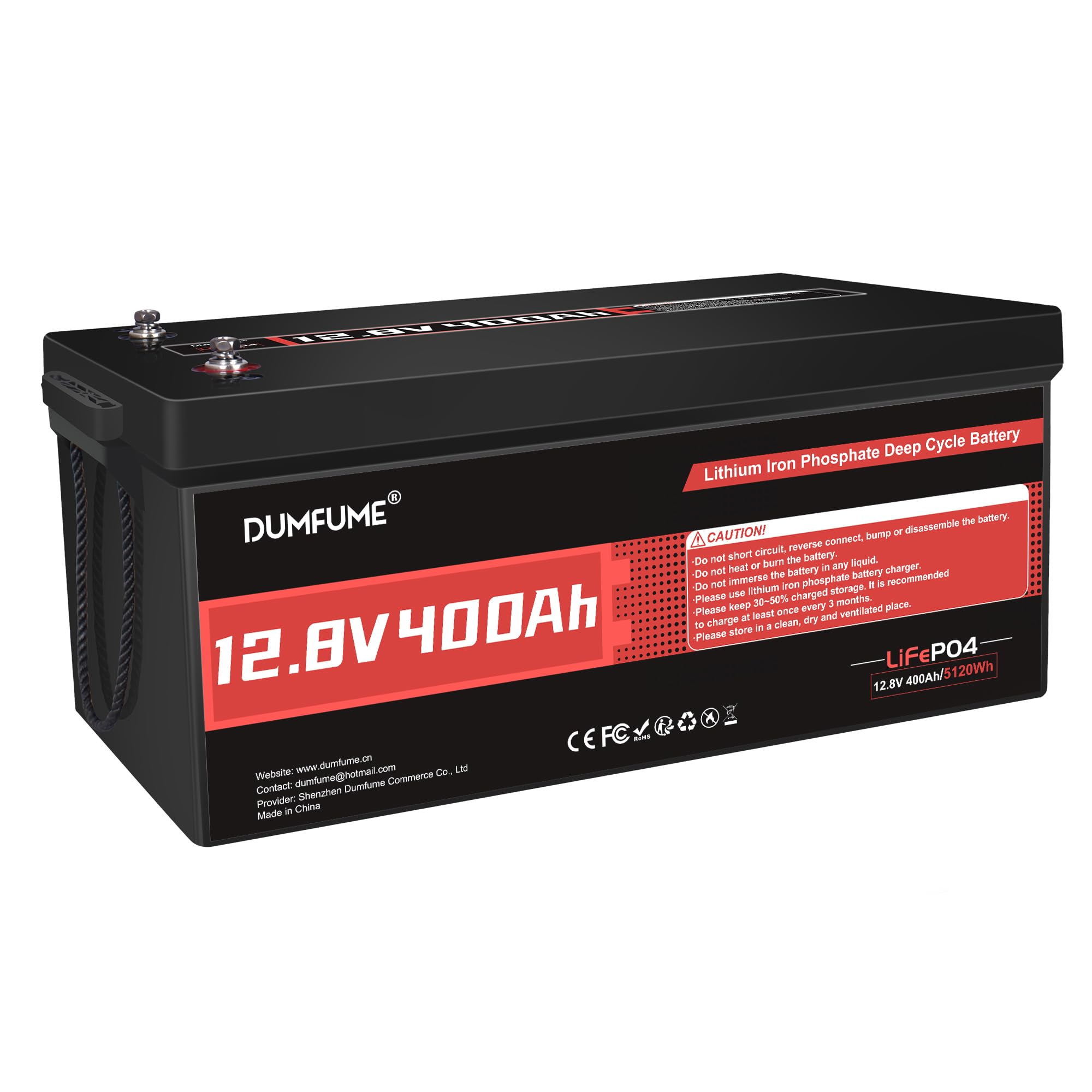 12V 400Ah LiFePO4 Battery 5120Wh Rechargeable Lithium Iron Phosphate Battery Built-in 200A BMS 15000+ Cycles for RV Solar Off-Grid Applications and Home Energy Storage
