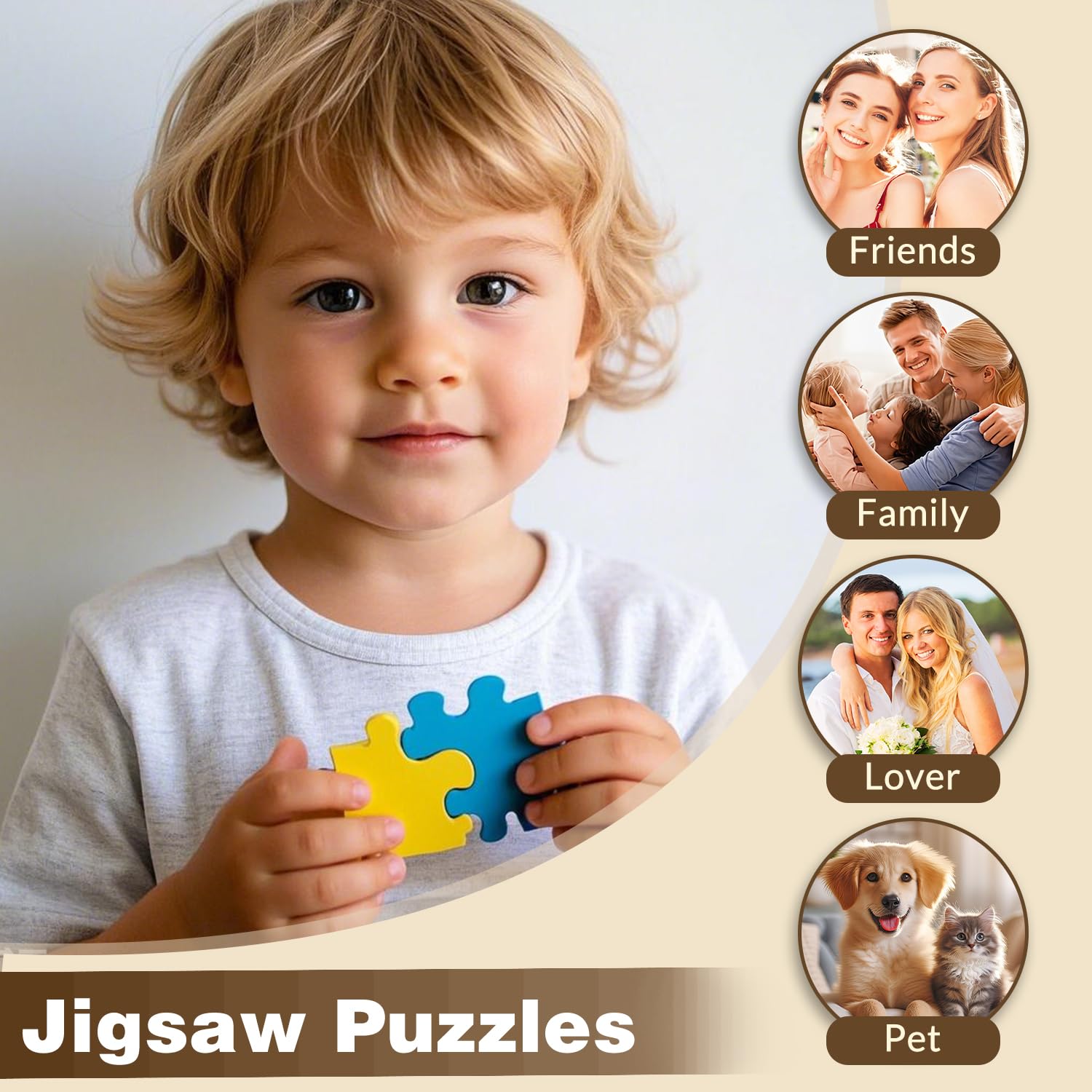 Custom Puzzles from Photos, 1000 Pieces Personalized Photo Jigsaw Puzzle for Adults, Customized Unique Gift for Men Women Family Birthday Wedding