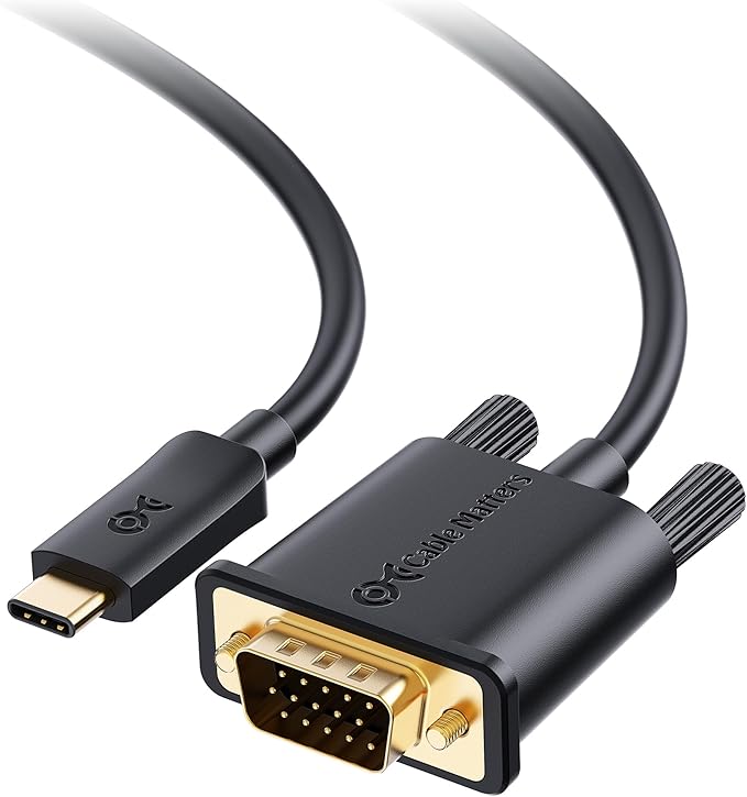 Cable Matters USB C to VGA Cable (USB-C to VGA Cable) 6 ft - Thunderbolt 4 / USB4 / Thunderbolt 3 Port Compatible with MacBook Pro, Dell XPS 13, 15, HP Spectre x360, Surface Pro, Yoga 910 and More