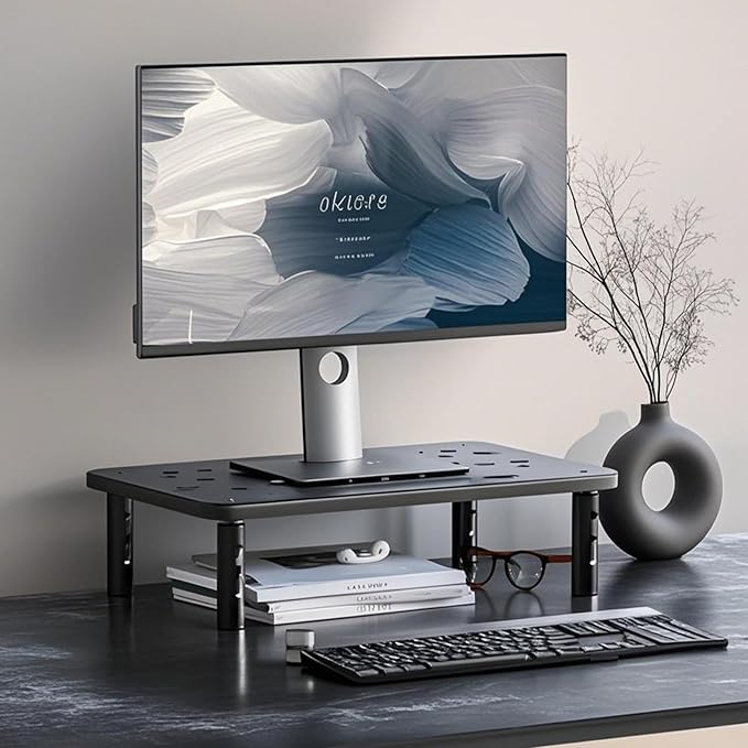 Monitor Stand,Computer Monitor Stand for Desk,Adjustable Laptop Riser,Monitor Riser with Airflow Vents,Monitor Riser,Desk Organizer for Computer,Laptop, Printer,Pc