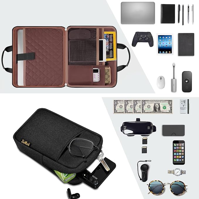 Laptop Case 15.6 Inch Briefcase Military-Grade Protection with Detachable Belt Bag, Compatible All Model of 15-16 Inch MacBook Pro and Most Popular 15.6 Inch Notebooks Chromebooks (Black)