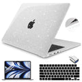 Teryeefi Compatible with MacBook Air 15 inch Case M4 M3 M2 Chip 2025 2024 2023 Release A3241 A3114 A2941 Model with Keyboard Cover + Type C Adapter for Air 15.3 Transparent Case, Glitter Clear