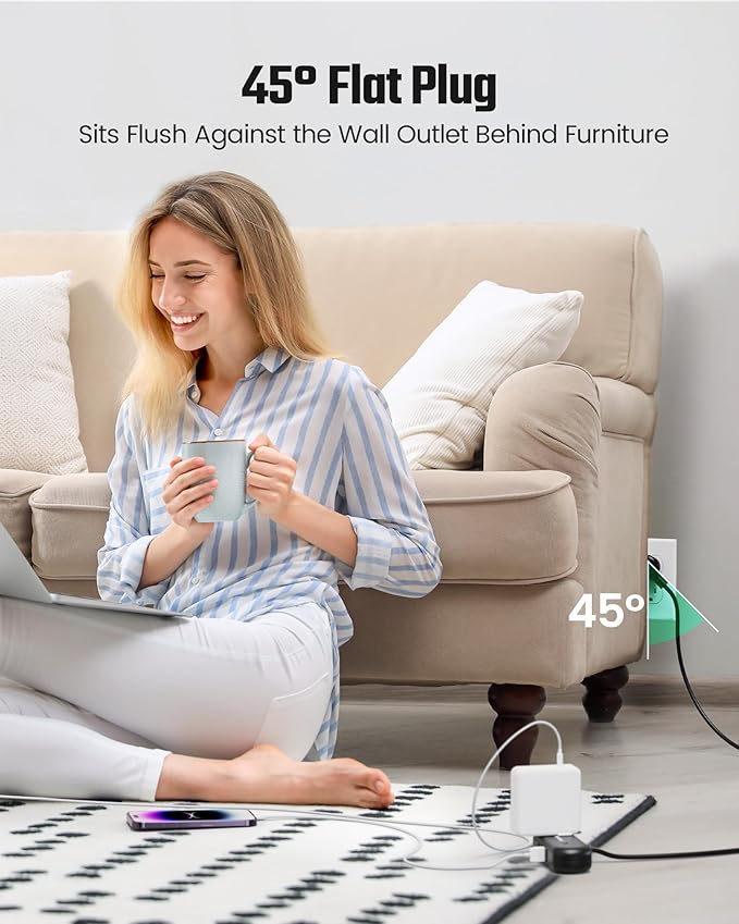Power Strip with USB, SUPERDANNY Mini Surge Protector with 2 Wide-Spaced Outlets, 3 USB-A 1 USB-C, 5 Ft Extension Cord, Flat Plug, Compact Size Desktop Charging Station Travel, Home, Office, Black