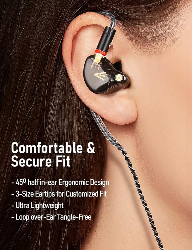 Vibes 201M Wired Earbuds in-Ear Headphones with Mic, Noise Cancelling Bass Driven HiFi Earphones, Tangle-Free Braided Cord, Carry Case, Ear Buds Tips, 3.5mm Jack, Secure Fit (Clear Brown)