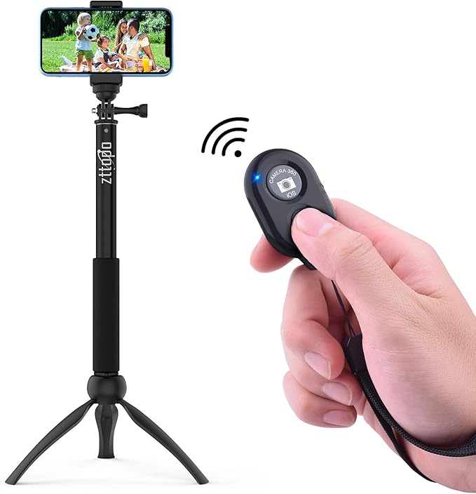 Wireless Camera Remote Shutter for Smartphones (2 Pack), Zttopo Wireless Phone Camera Remote Control Compatible with iPhone/Android Cell Phone - Wrist Strap Included Black&Pink
