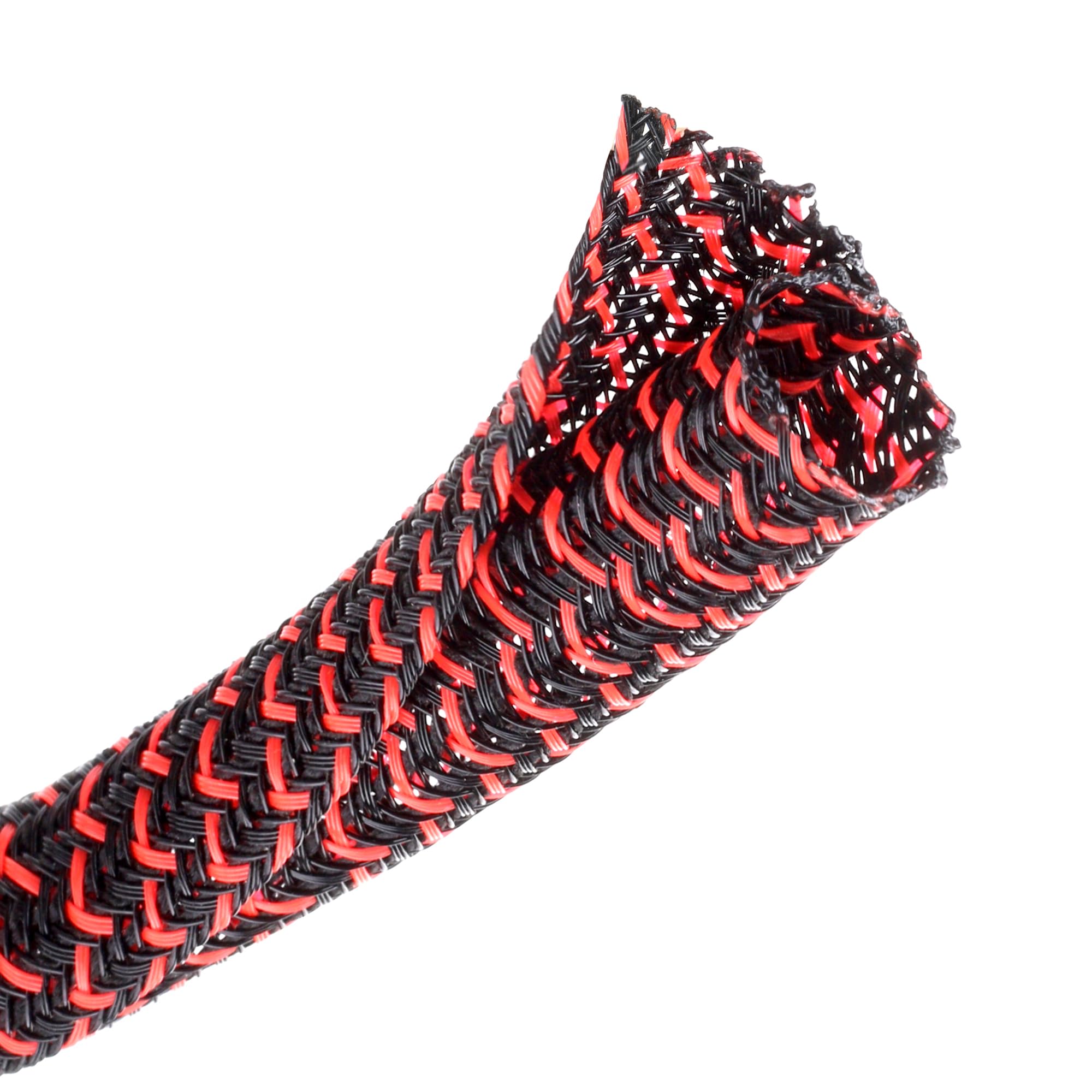 CrocSee Cable Management Sleeve, Split Design, 10FT - 1/2 Inch, Black/Red