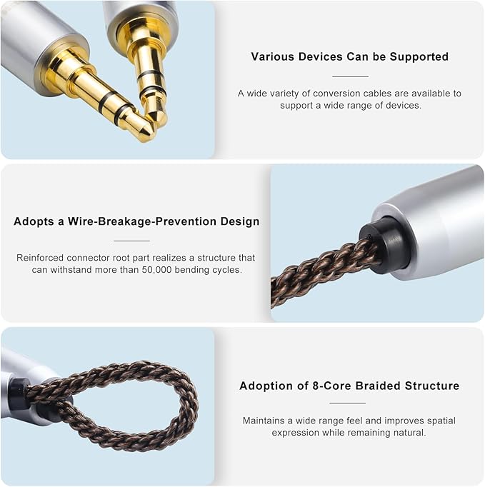 okcsc 4.4MM Male to 3.5MM Pro Male Ultra Short Hifil Male to Male AUX Audio Cable OFC Pair Recording Cable Wire-Breakage-Prevention Design Adoption of 8-Core Braided Structure 5.82 inch