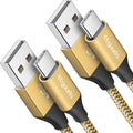 etguuds 6.6ft USB A to USB C Cable 3A Fast Charging, 2-Pack USB A to USB Type C Charger Cord for iPhone 16 15 Pro/Pro Max/Plus, for Samsung Galaxy S24 S23 S22 S21 S20 S10 A55 A54 Flip Note, Moto, Gold