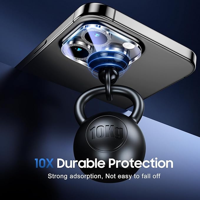 UniqueMe for 3 Pack iPhone 15 Pro/iPhone 15 Pro Max Camera Lens Protector, [Drop Protection] [Case Friendly] 9H Tempered Glass Camera Cover Screen [Update New Version] - Glitter Black