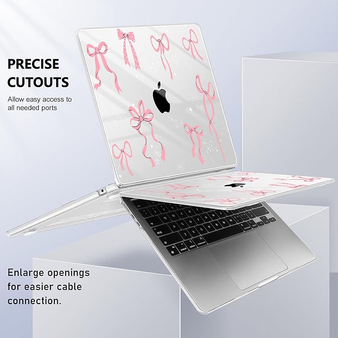 Case for MacBook Air 15 Inch 2025 2024 2023 Release M4 A3241 M3 A3114 M2 A2941, Hard Shell with Screen Protector & Keyboard Cover, Compatible with Touch ID, Star Bow