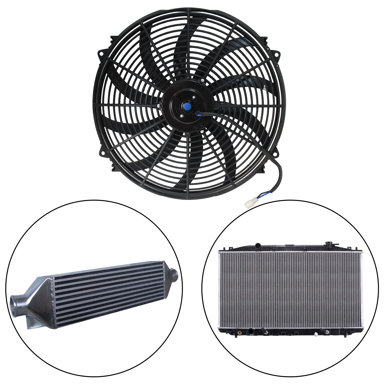 MuHize 16 Inch Radiator Cooling Fan 12V 120W Push/Pull Electric Fan Kit