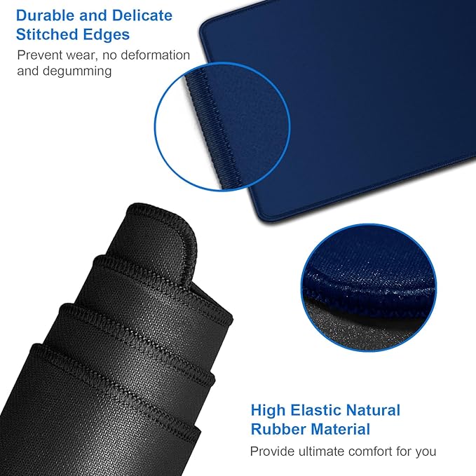 Large Mouse Pad, 31.5x15.7 inch Large Extended Computer Keyboard Mouse Mat, Water Resist Non-Slip Mousepad Rubber Base Long XXL Desk Mouse Pad for Work & Gaming, Office & Home, Dark Blue