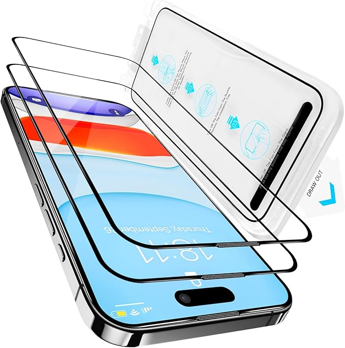 2 Pack Screen Protector for iPhone 16 Pro,Durable and Drop-Proof with 9H Hardness,Bubble-and-Dust-Free 16 Pro HD High-Aluminum Tempered Glass,Easy Installation Exclusively,