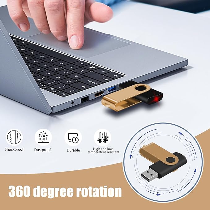 EASTBULL 4GB USB Flash Drive Bulk Thumb Drives 20 Pack with Lanyards USB 2.0 Memory Sticks Zip Drive Pen Drive for Storage and Backup Gold 20PCS 4GB