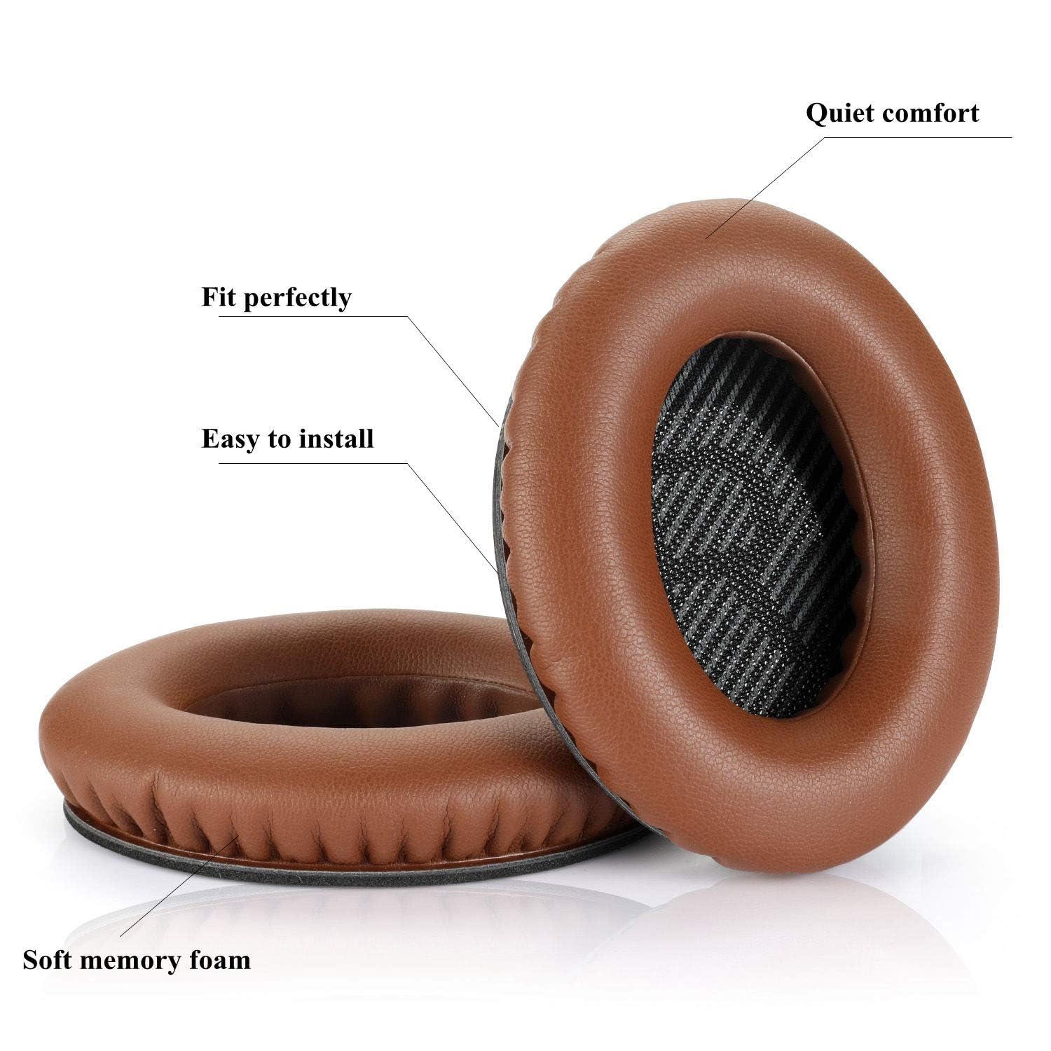 Headphones Replacement Ear Pads Cover, EarPads Cushion for Bose Quietcomfort QC15 QC25 QC35 35 ii -1 Pair (Brown)