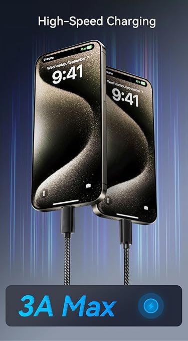 (3.3FT, 2Pack) Black CarPlay iPhone Charger Cable MFi Certified USB to USB C Cable for Apple iPhone 16 Pro Max, Premium Woven USB-A to Type C Cord for iPhone 15 Pro Max/15Plus/16 Pro/16 Plus/16, iPad