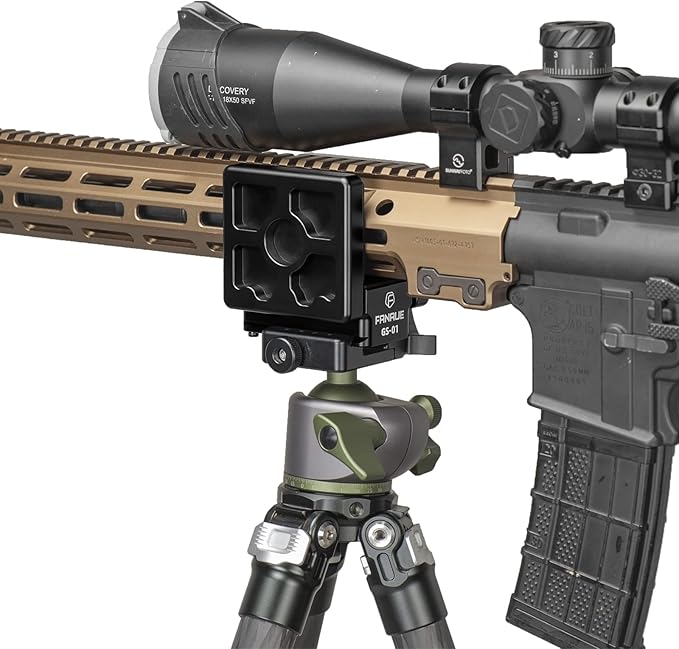 FANAUE GS-01Arca Swiss Rifle Saddle Mount, Hunting Tripod Clamp with Quick Release Plate, Shooting Tripod Rest, Enhanced Accuracy Ball Head & Adapter for Hunting and Shooting