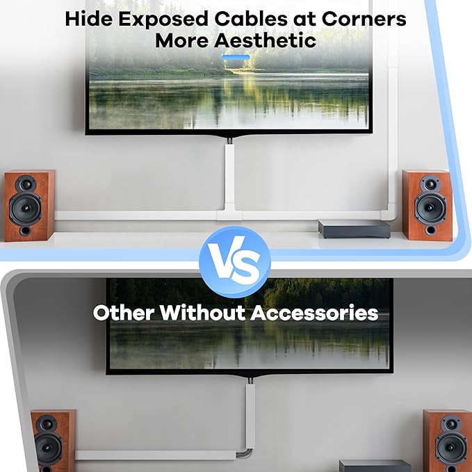126in Cord Hider Kit, ZhiYo Wire Hiders for TV on Wall, Paintable Cable Management Kit, Wire Cover for Wall Mount TV, White Cable Raceway, Cord Cover Wall Wire Management Kit, 8xL15.7in W1.18inH0.67in