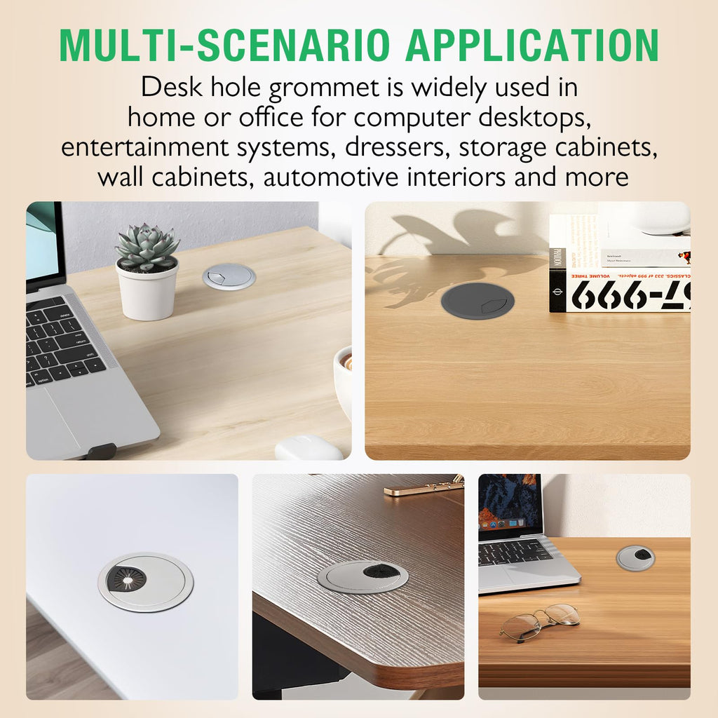 EASYEAH 10 Pcs Desk Grommet 2-3/8" / 60 mm, Desk Cord Hole Cover