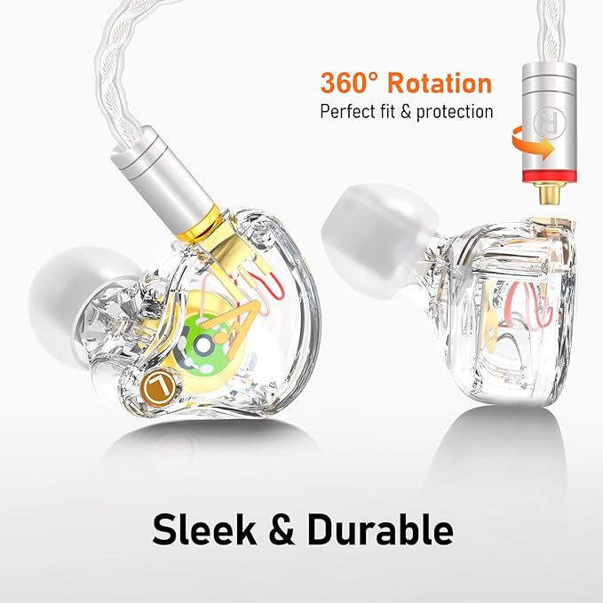Vibes 202M Wired Earbuds - HiFi in Ear Monitor Headphones - Noise-Isolating Ear Buds w/ Mic - Clear Sound, Deep Bass & Comfort-Fit Gaming Earphones - MMCX to 3.5mm & Silver Plated Cord, Carrying Case