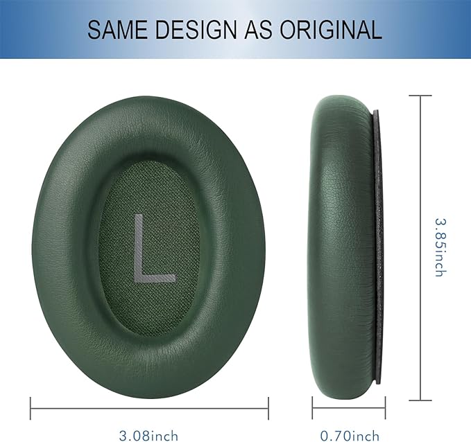 GEVO Replacement Ear Pads for Bose QC45, Ear Cushions for Bose QuietComfort 45 (QC45) & Quiet Comfort SE (QC SE) Headphones, Earpads with Softer Leather Noise Isolation Foam (Green)