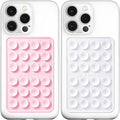 Anteel MAX Silicone Suction Phone Case Adhesive Mount, Upgraded Super Strong Grip, Durable, Easy to Use, Hands-Free Sticky Phone Holder for Selfies, Tiktok Videos, 2.56"x3.94" (LPK&WHT)