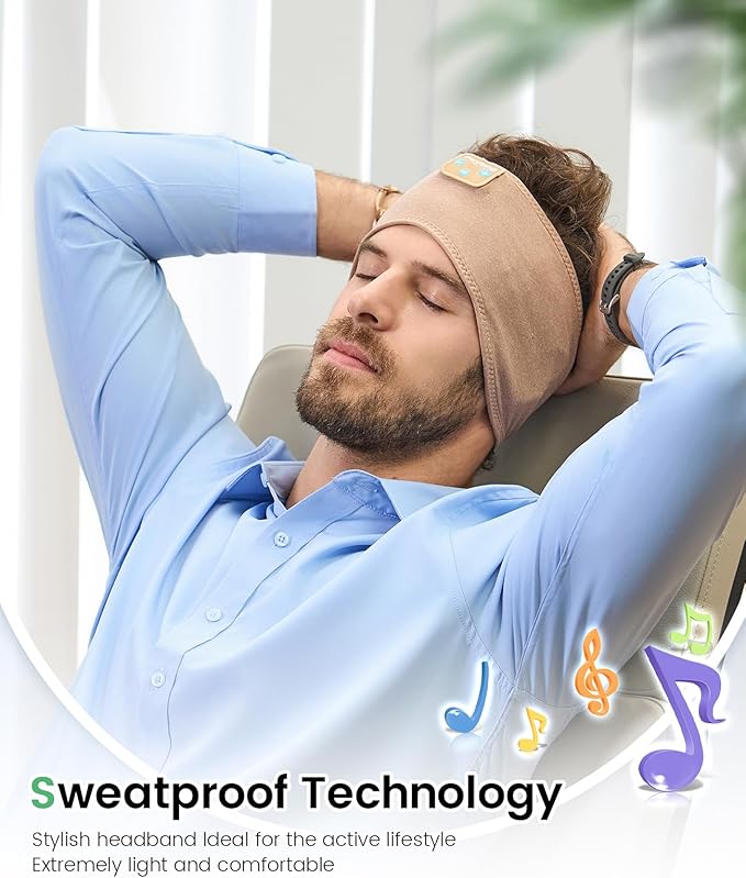 Perytong Sleep Headphones Bluetooth Headband Headphones, Headphone Band Earphones Music Sleeping Eye Mask Earbuds with HD Stereo Speaker for Women Men Teen Sleep Running Cool Gadgets Unique Gifts