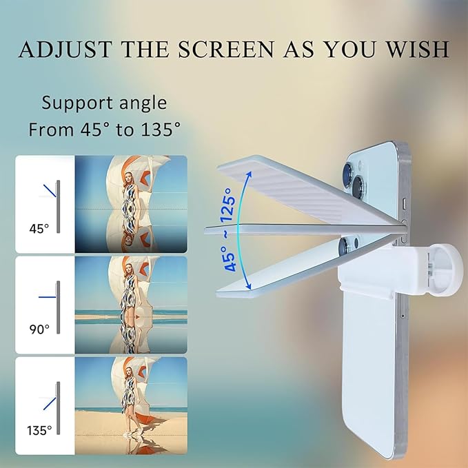 Mirror Effect Lens - Capture Stunning Reflections Instantly, Smartphone Camera Mirror Reflection Clip Kit, Adjustable Angle Mobile Phone Camera Mirror Clip for Outdoor Travel Photography (Black)