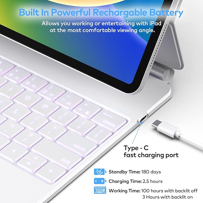 Keyboard Case for iPad Air 13 (M3 2025 / M2 2024) and iPad Pro 12.9 inch 6th / 5th / 4th / 3rd Generation – Magic-Style Magnetic Keyboard Case with Multi-Touch Trackpad – Floating Cantilever Stand