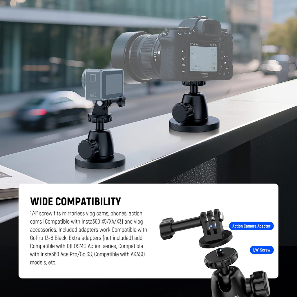 NEEWER Basics Magnetic Action Camera Mount for Car Video Recording, GP-101