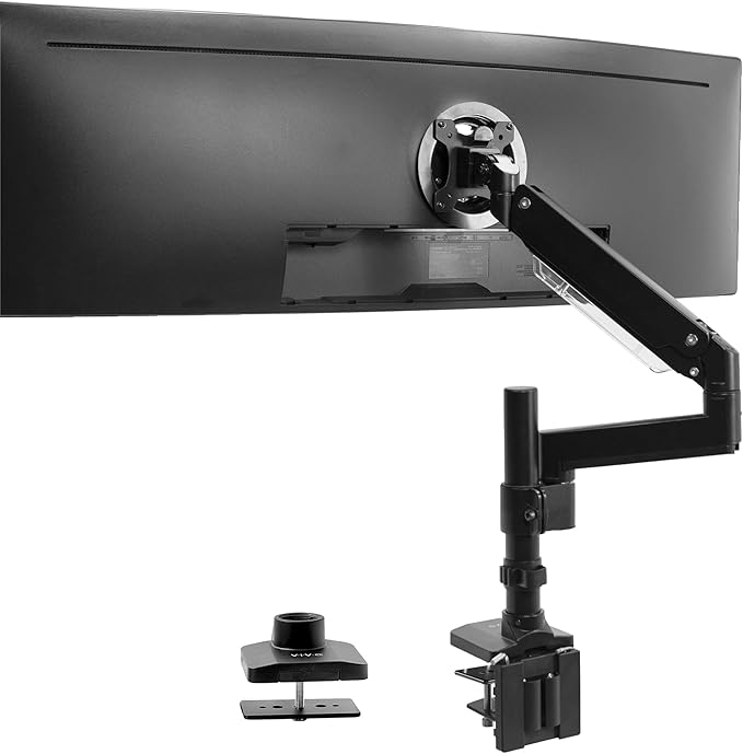 VIVO Premium Aluminum Tall Extended Monitor Arm for Ultrawide Monitors up to 49 inches and 33 lbs, Pneumatic Height Adjust, Max VESA 100x100, Black, STAND-V101GTU