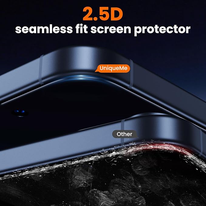 UniqueMe for iPhone 15 Pro Max Privacy Screen Protector - [Military Grade Shatterproof & 9H+ Hardness] Privacy Screen 15 Pro Max Tempered Glass Full Coverage,Easy to install, 2 Packs