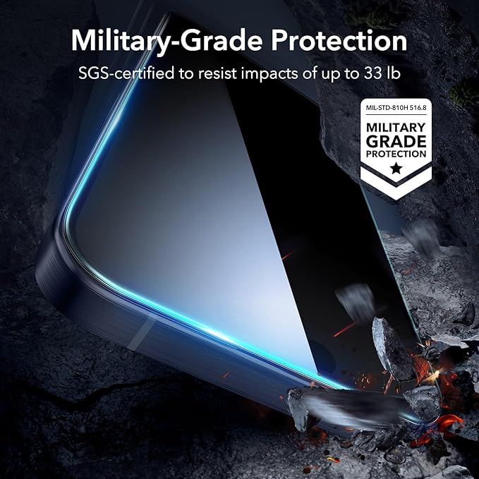 ESR 3 Pack for iPhone 15 Pro Screen Protector, [9H Hardness] [Military Grade Shatterproof] Full Coverage Tempered Glass Film with Easy Installation Tool