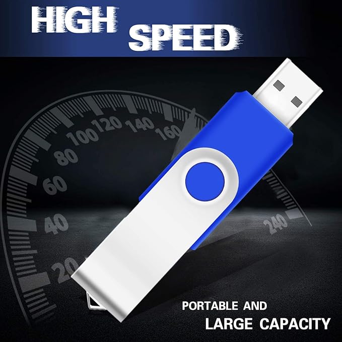 256MB Bulk Flash Drives 50 Pack, EASTBULL USB 2.0 Fast Speed Flash Drives Bulk Swivel Thumb Drives Pack (Blue)