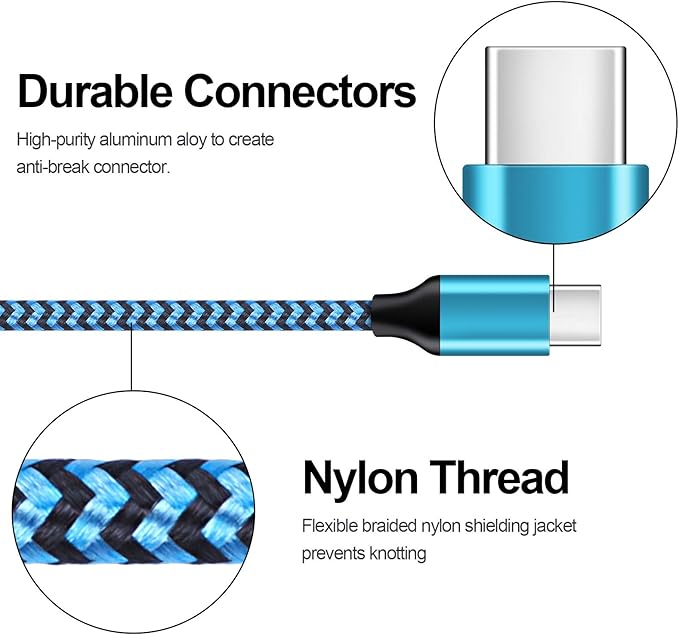 USB C Cable 3FT, 5Pack Type C Fast Charging Cable Nylon Braided Android Phone Charger Cord for iPhone 17 16e 16 15 Pro Max Samsung Galaxy S25 Ultra S24 A17 A56 A36 A16 A55 A35 A15 A14 A13 Pixel 10 9
