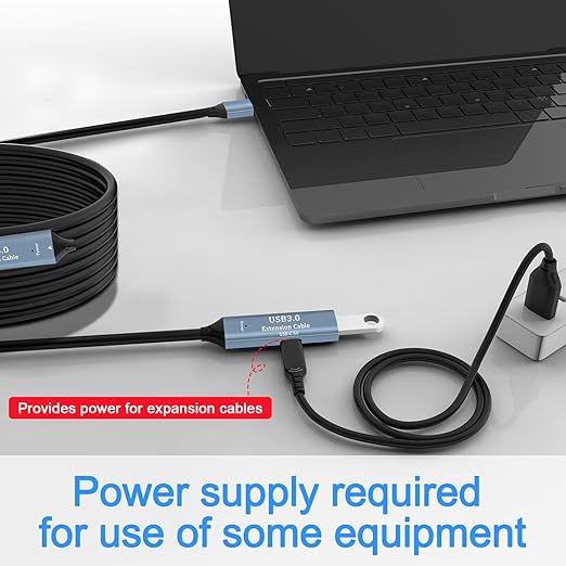 USB 3.0 Extension Cable 100FT Type A Male to Female Active Extender Cord with 4 Extension Chipsets Signal Booster and 1 USB-C Charging Port, for Webcam, PlayStation, Printer, Camera