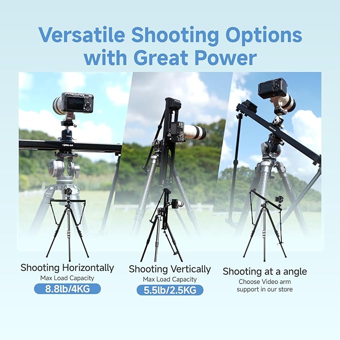 Accsoon Toprig 24inch/60cm Motorized Camera Slider, Bluetooth Video Slider with Button/APP Control, Time-Lapse/Loop Mode, Speed Knob, 120° Panoramic Shooting, Compatible with GoPro, Camera, DSLR