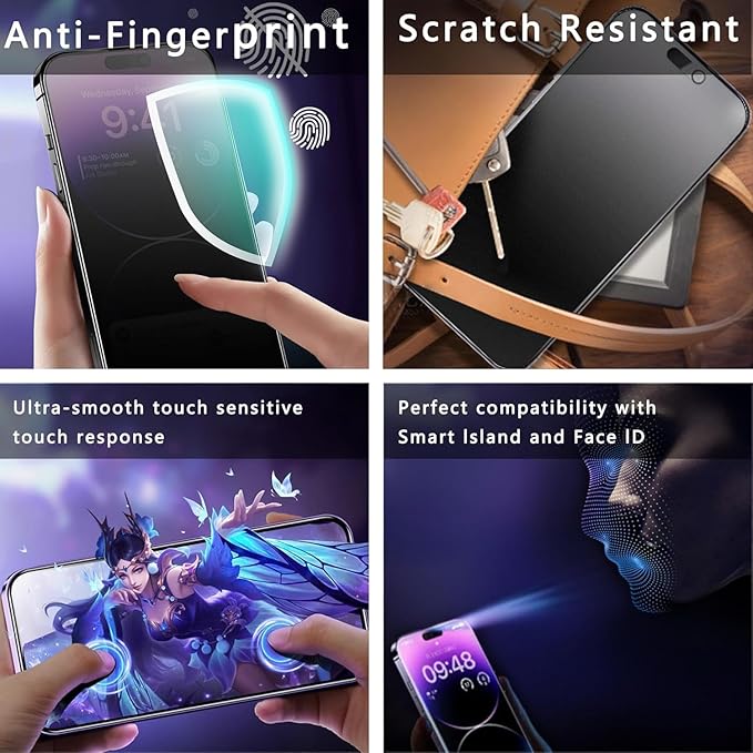 Matte Privacy Screen Protector for iPhone 17 Pro Max 6.9-Inch, Auto Dust Removal, 9H Anti-Spy Tempered Glass Film, Full Cover, Anti-Fingerprint, Easy Installation, 2 Pack