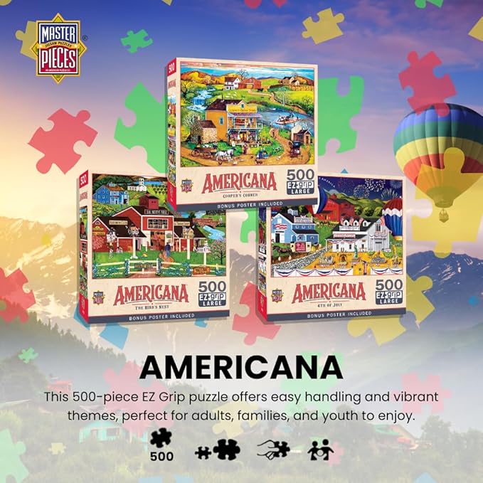 MasterPieces 500 Piece EZ Grip Jigsaw Puzzle for Adults, Family, or Youths - Harvest Street Party - 19.25"x26.75"