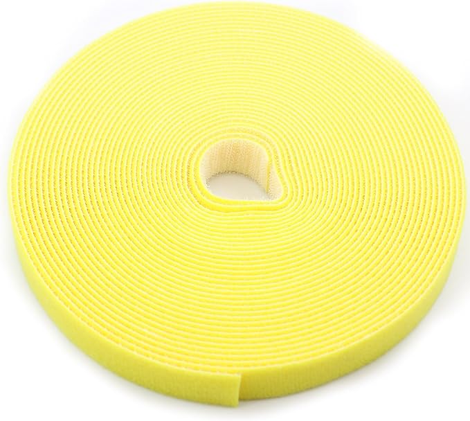Reusable Fastening Tape Cable Ties 3/4 Inch Double Side Hook Roll (10 Yard, Yellow)