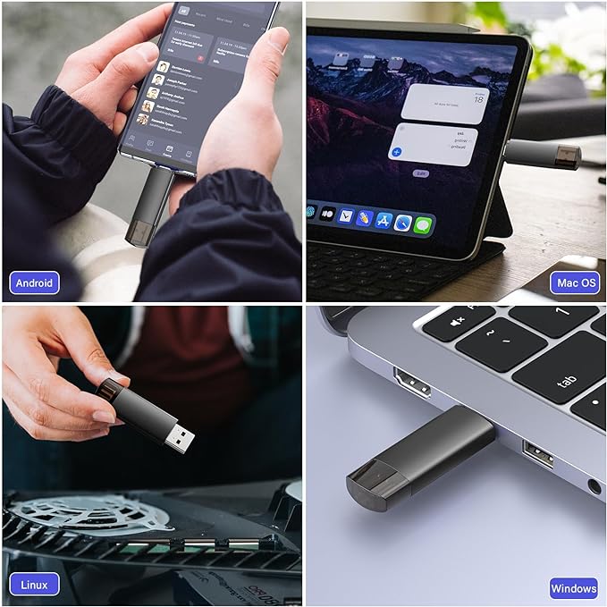 512GB USB C Flash Drive Dual USB 3.0 Flash Drive Type C + USB A Portable Type-C Flash Drive 2-in-1 USB-C Thumb Drive for Smartphone Tablet Computer Mac iPhone 16 Black