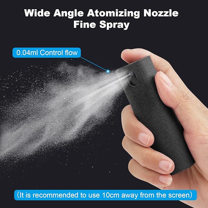 6 Pack Screen Cleaner 3-in-1 Touchscreen Mist Cleaner Spray and Microfiber Cloth Built-in Cleaning Solution Portable Reusable Fingerprint-Proof Spray Bottle for Phone Laptop iPad TV Monitor Car Screen